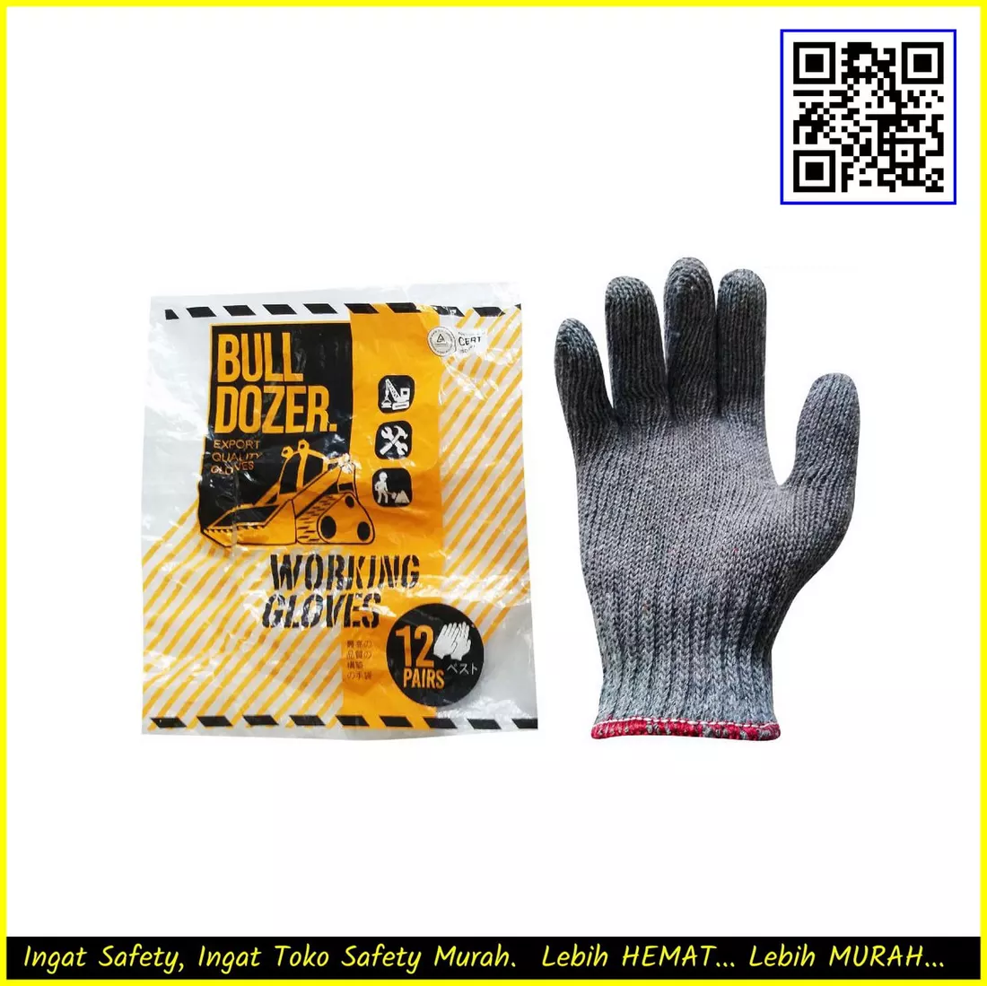 Sarung Tangan Bulldozer abu-abu tampak depan