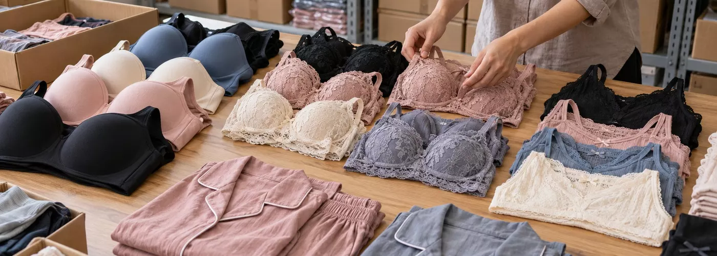 Pilihan bra, bralette, lingerie, dan sleepwear disusun untuk stok awal reseller