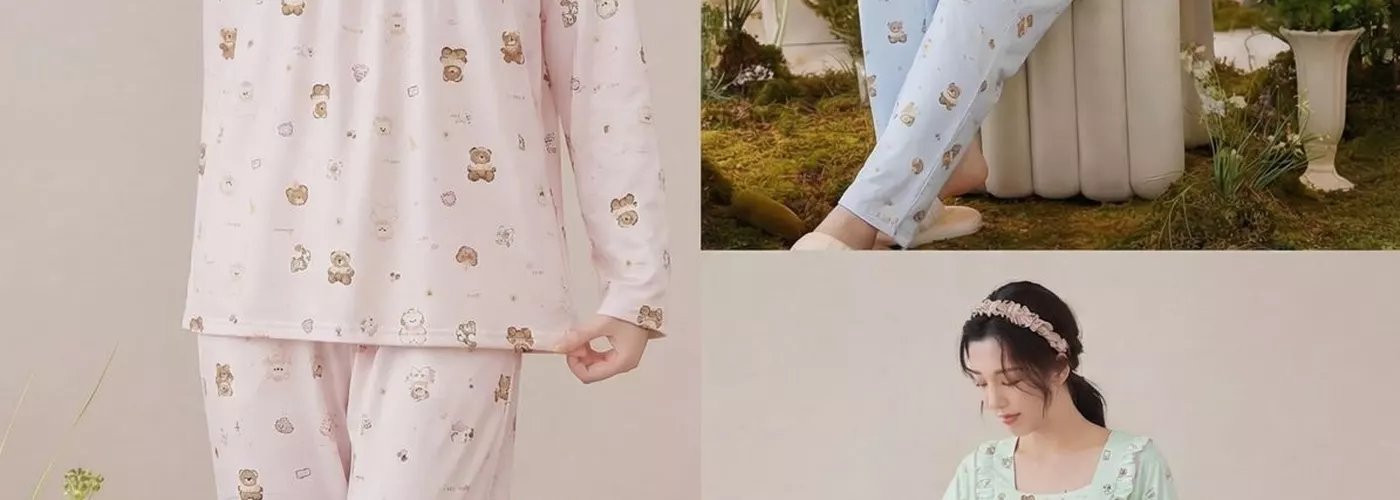 Piyama Yadielan BT 30-1 bermotif beruang dalam pilihan warna pastel