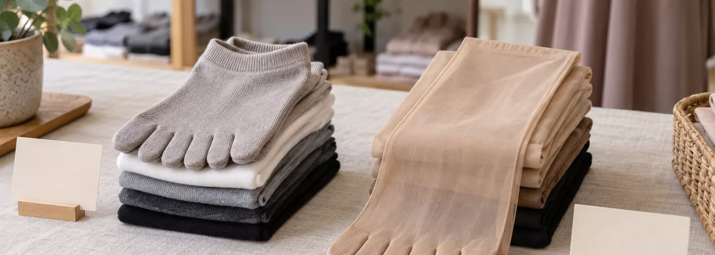 Ilustrasi kaos kaki jempol dan stocking jempol dalam dua tumpukan