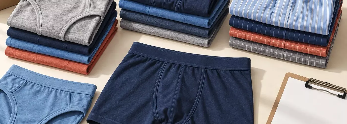 Ilustrasi bergaya foto beberapa model celana dalam pria dan boxer