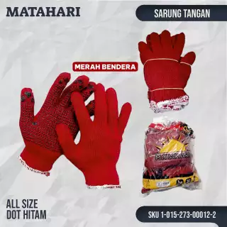 Sarung Tangan Matahari Merah Bendera Dot Hitam