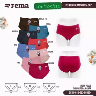 Celana Dalam Wanita FEMA 362 Sablon Mawar