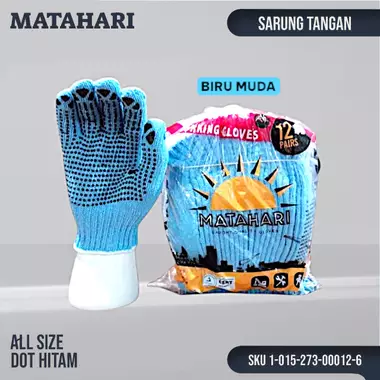 Sarung Tangan Matahari Biru Muda Dot Hitam