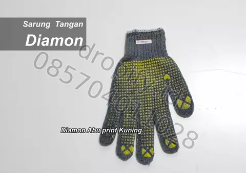 Sarung tangan Diamond rajut abu-abu dengan bintik kuning