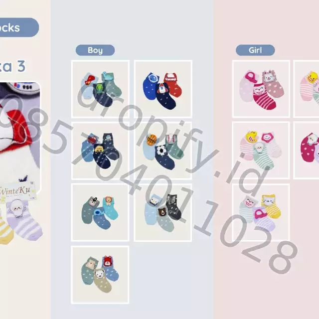 Kaos Kaki Bayi Boneka 3 Boy Girl WINTEKU 2