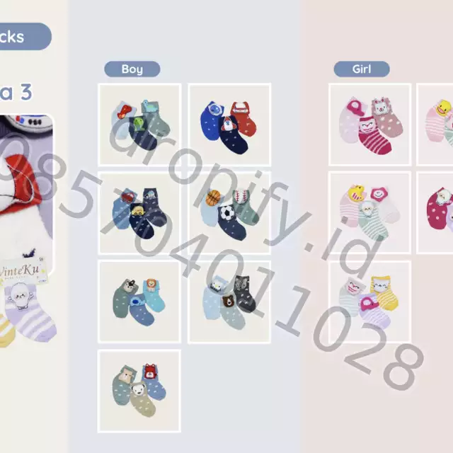 Kaos Kaki Bayi Boneka 3 Boy Girl WINTEKU