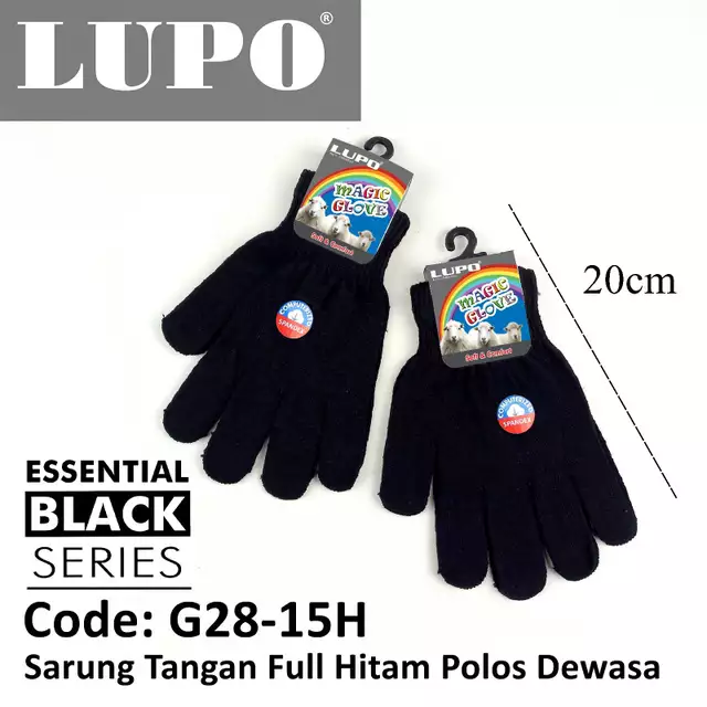 Sarung Tangan Full Hitam Polos LUPO G28-15H