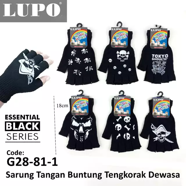 Sarung Tangan Buntung Tengkorak Dewasa LUPO G28-81-1