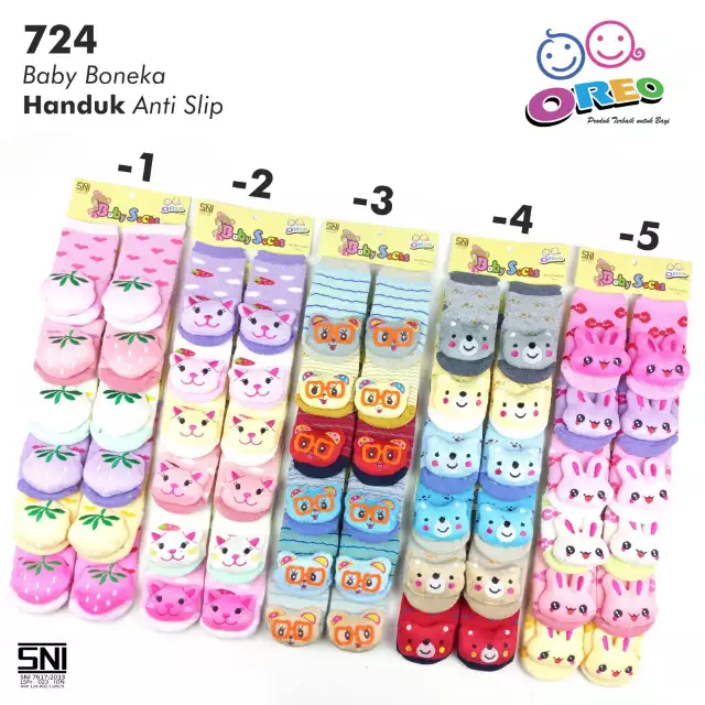 Kaos Kaki Bayi Boneka Handuk Anti Slip OREO 724