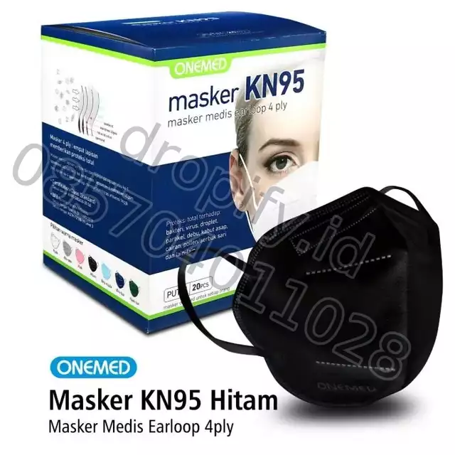 Masker OneMed KN95 4 Ply Hitam (Box 20 Pcs)