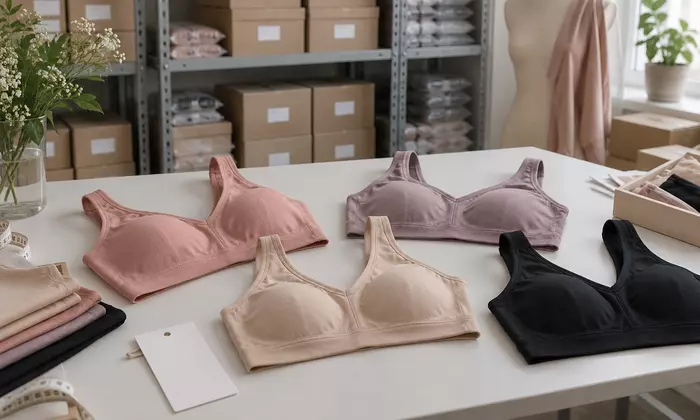 Ilustrasi pemeriksaan model bra wireless untuk stok toko