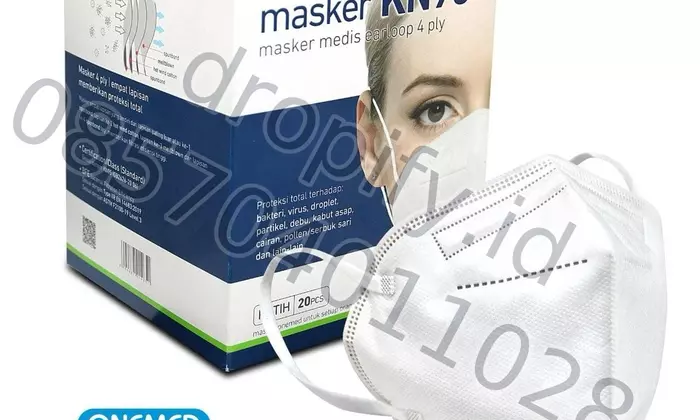 Box dan masker OneMed KN95 4 ply warna putih isi 20 pcs