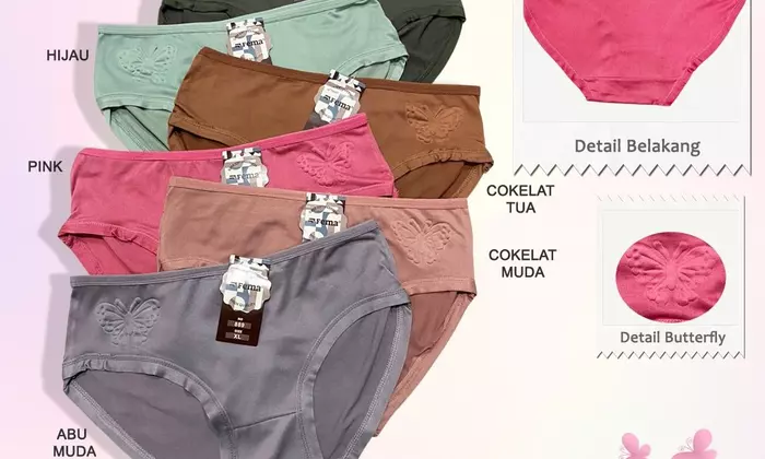 Celana dalam wanita FEMA 089/889 dengan motif butterfly timbul