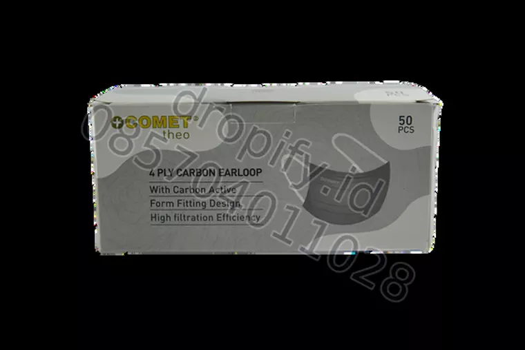 Masker COMET Theo 4 Ply Carbon (Box 50 Pcs)