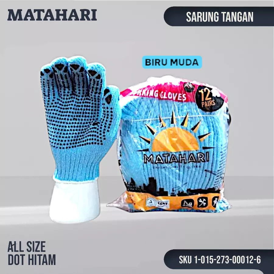 Sarung Tangan Matahari Biru Muda Dot Hitam