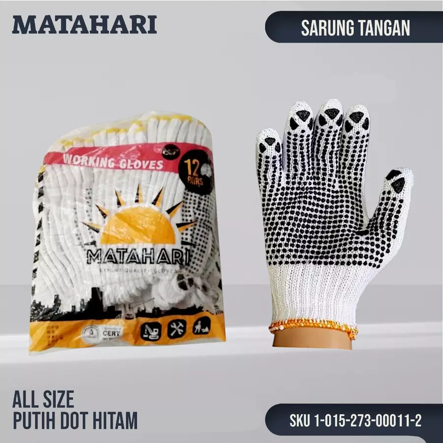 Sarung Tangan Matahari Putih Dot Hitam All Size