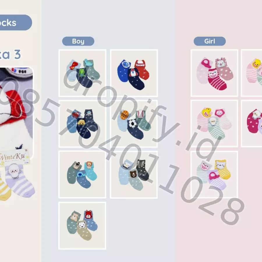 Kaos Kaki Bayi Boneka 3 Boy Girl WINTEKU 2