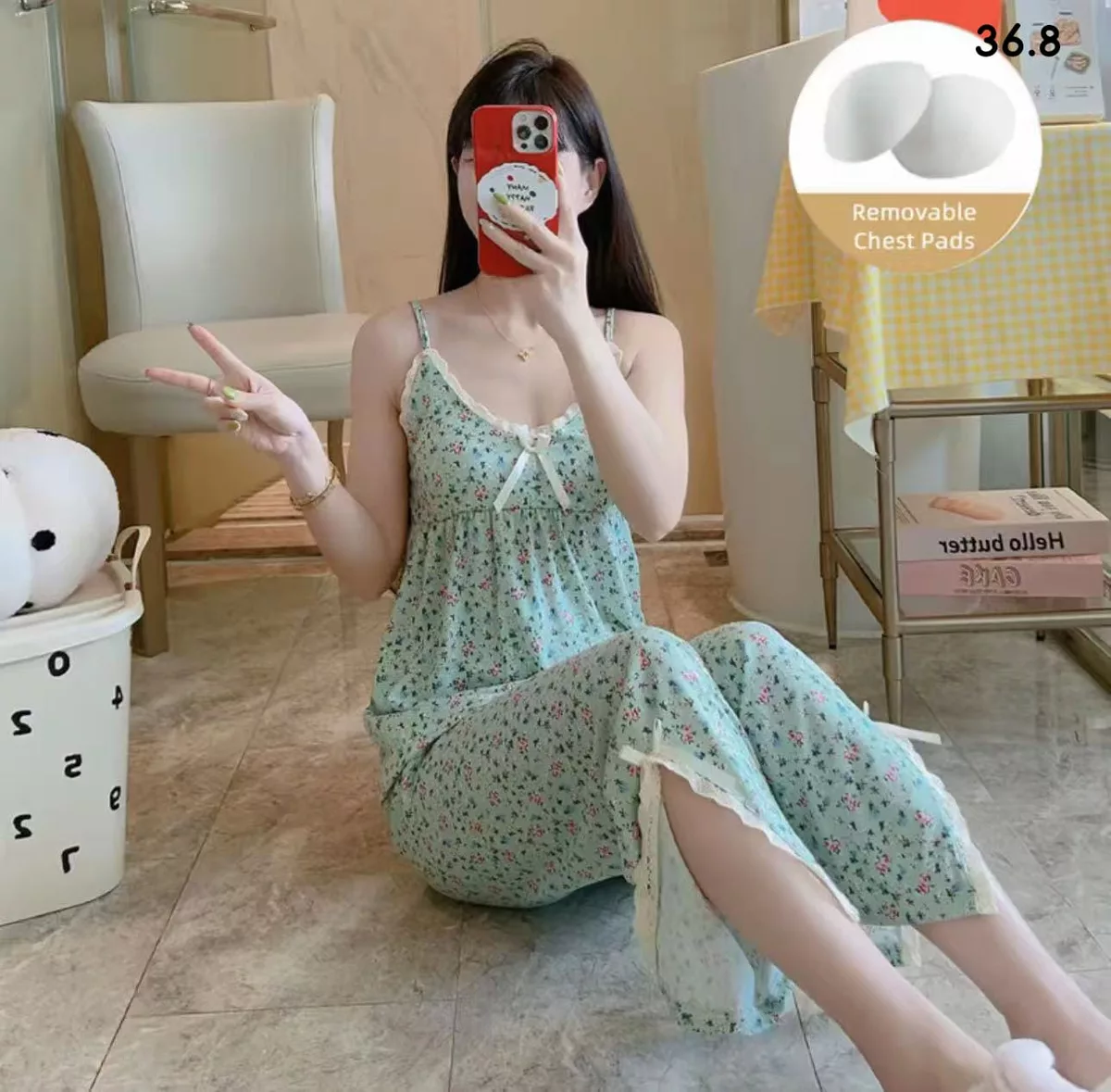 36.8 REMOVABLE CHEST PADS PAJAMA SET