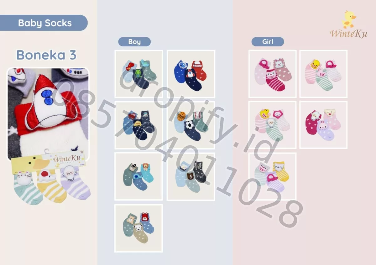 Kaos Kaki Bayi Boneka 3 Boy Girl WINTEKU 2