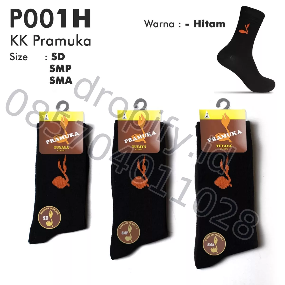Kaos Kaki Pramuka TUYAYA P001H Hitam
