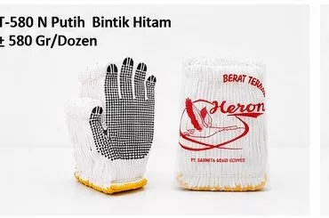 Sarung Tangan Bintik T-580 N Putih Bintik Hitam