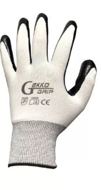 Sarung Tangan Gekko Grip Nitrile Putih Hitam