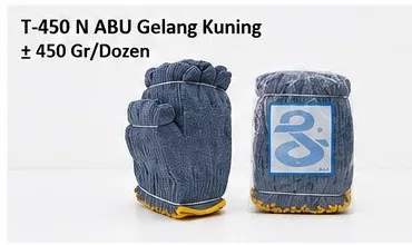 Sarung Tangan Rajut T-450 N Abu Gelang Kuning