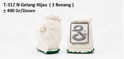 Sarung Tangan Rajut T-312 N Gelang Hijau (3 Benang)