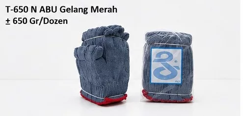 Sarung Tangan Rajut T-650 N Abu Gelang Merah