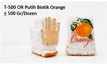 Sarung Tangan Bintik T-500 OR Putih Bintik Orange