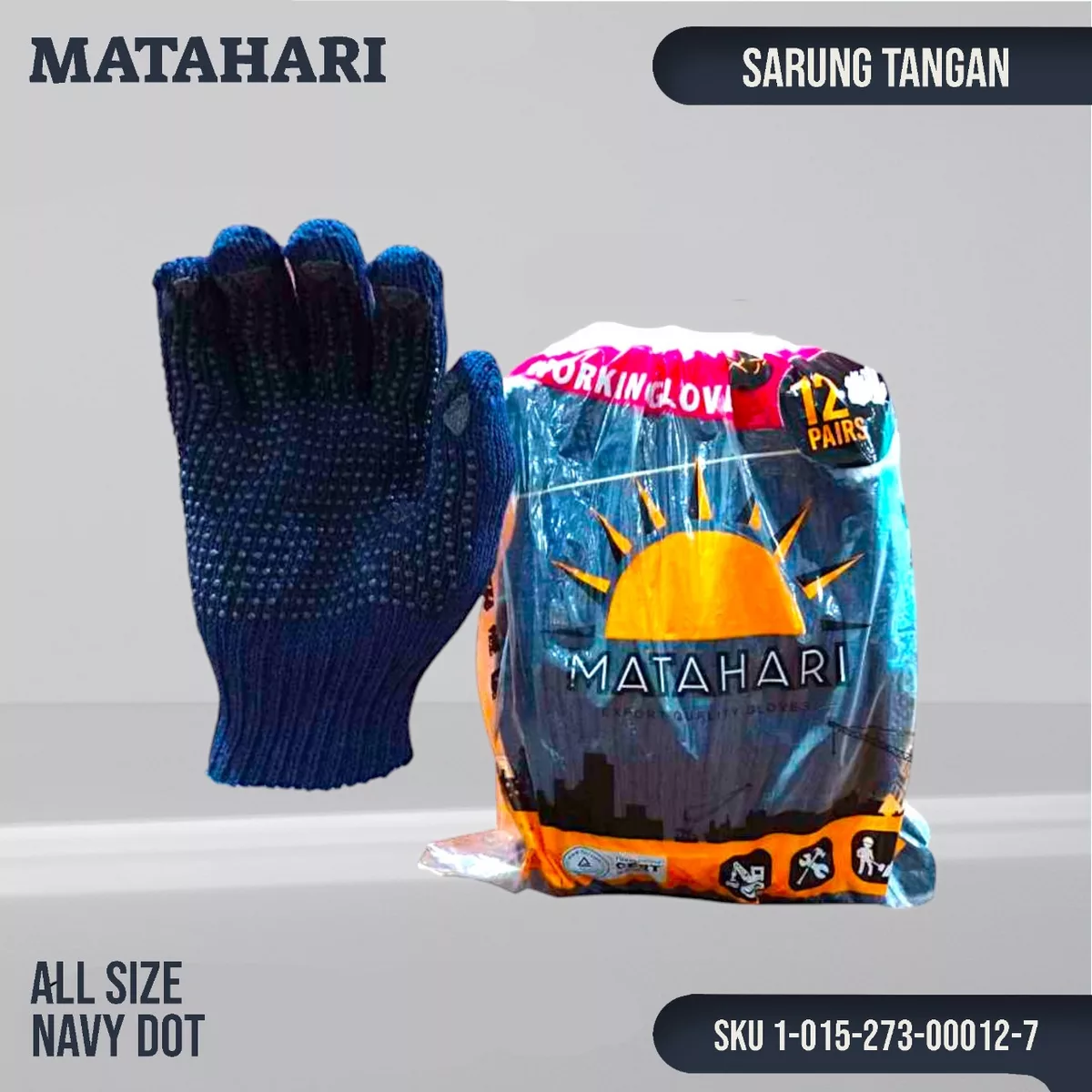 Sarung Tangan Matahari Navy Dot All Size