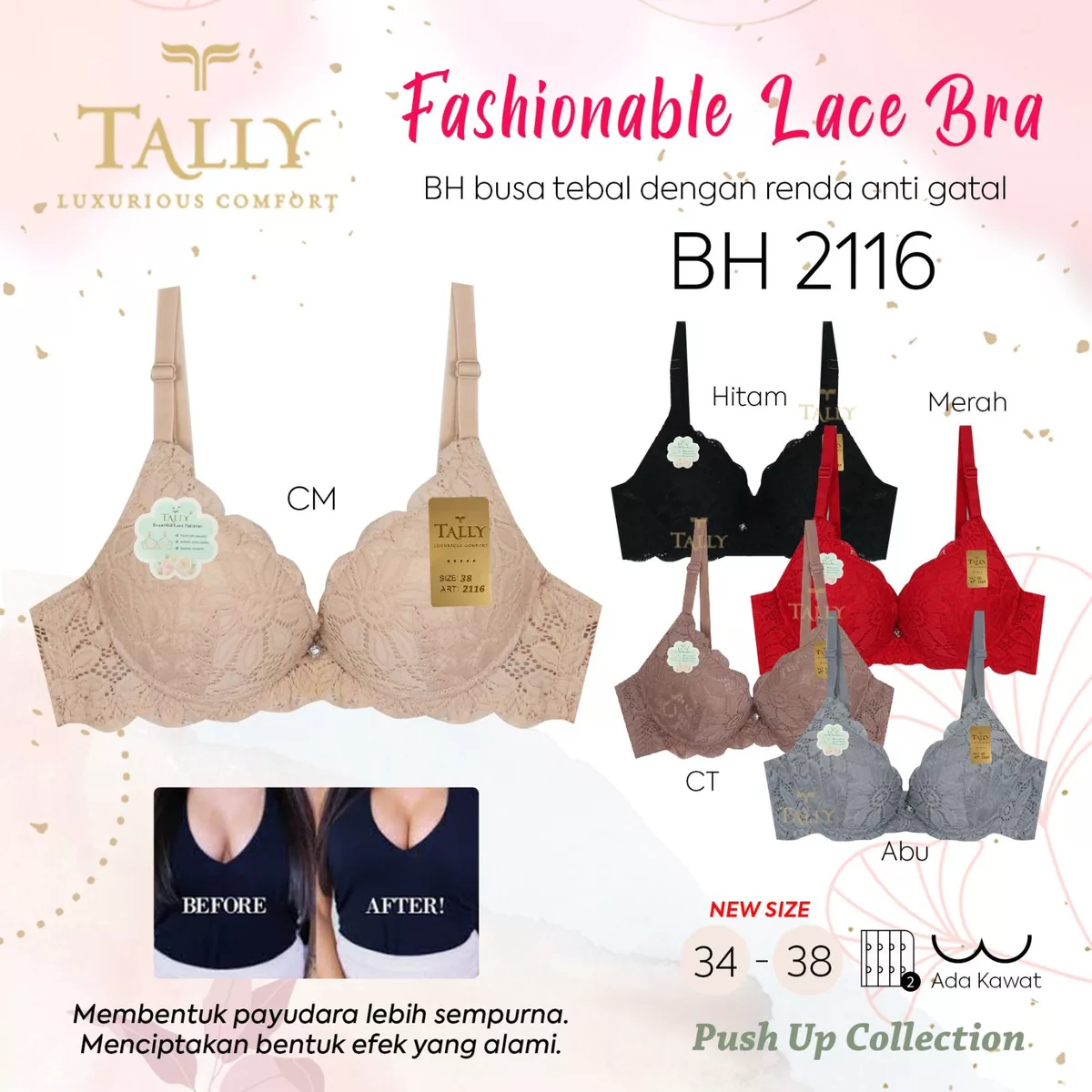 Fashionable Lace Bra Tally BH 2116