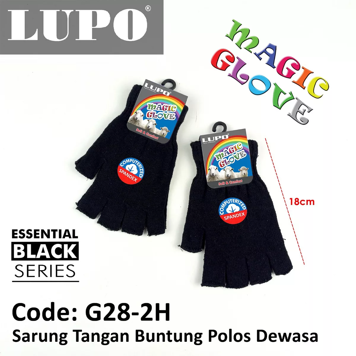 Sarung Tangan Buntung Polos Dewasa LUPO G28-2H