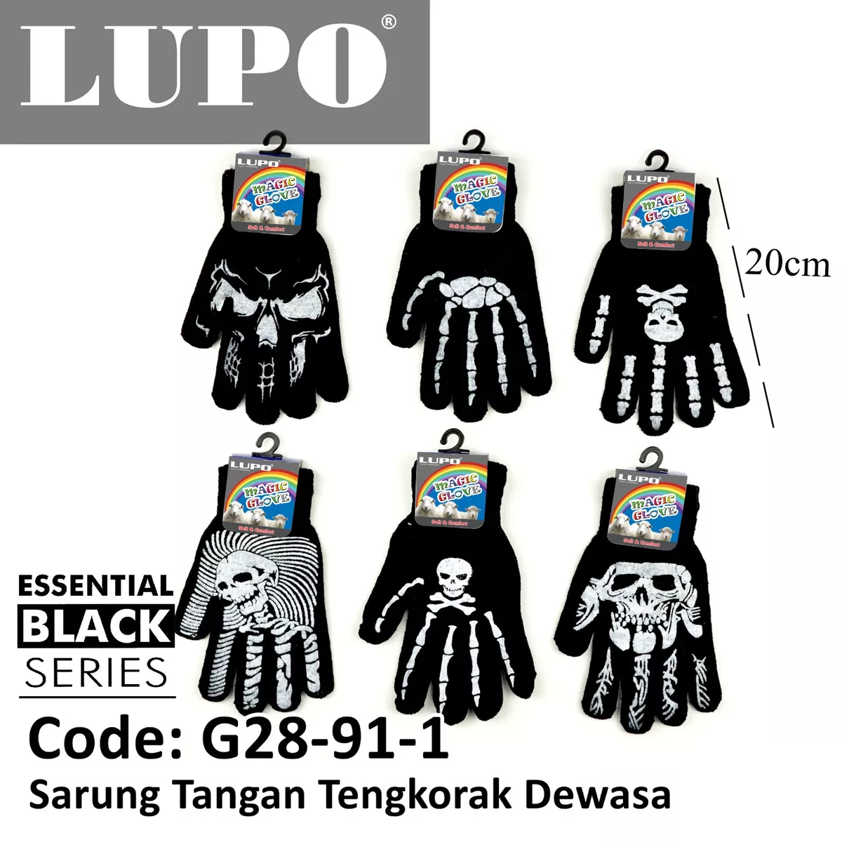 Sarung Tangan Tengkorak Dewasa LUPO G28-91-1