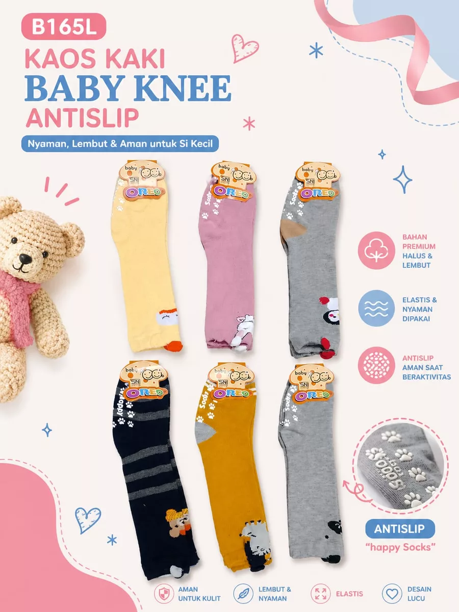 Kaos Kaki Bayi Knee Anti Slip OREO B165L