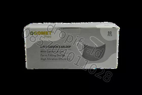 Masker COMET Theo 4 Ply Carbon (Box 50 Pcs) kemasan box