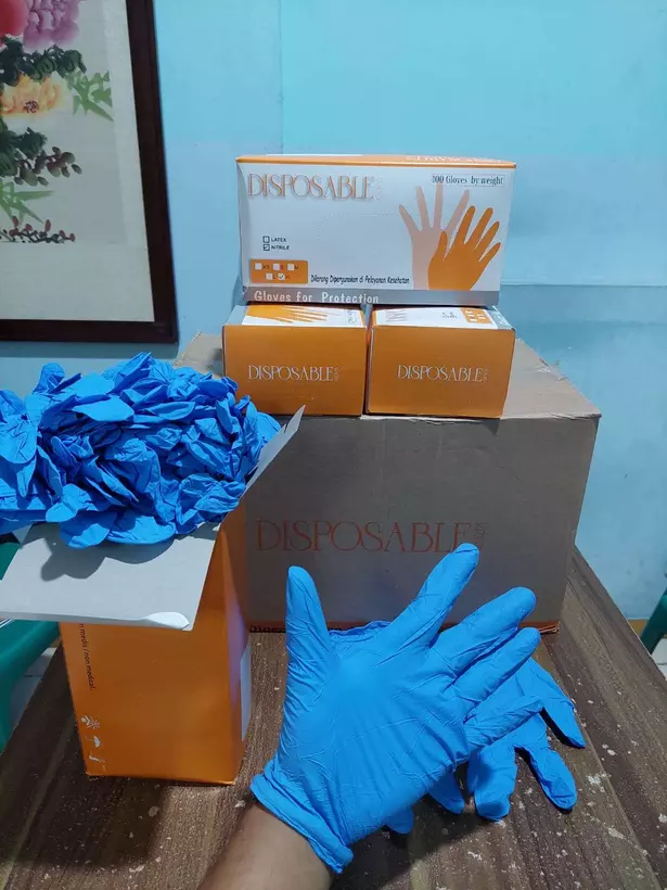 Disposable Nitrile Powder Free Blue kemasan box
