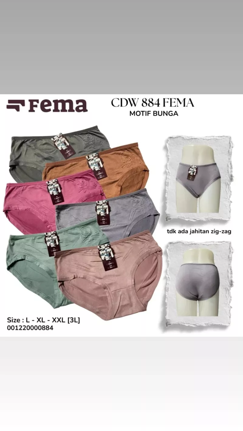 CD FEMA 884 motif bunga dalam beberapa warna serta tampak depan dan belakang