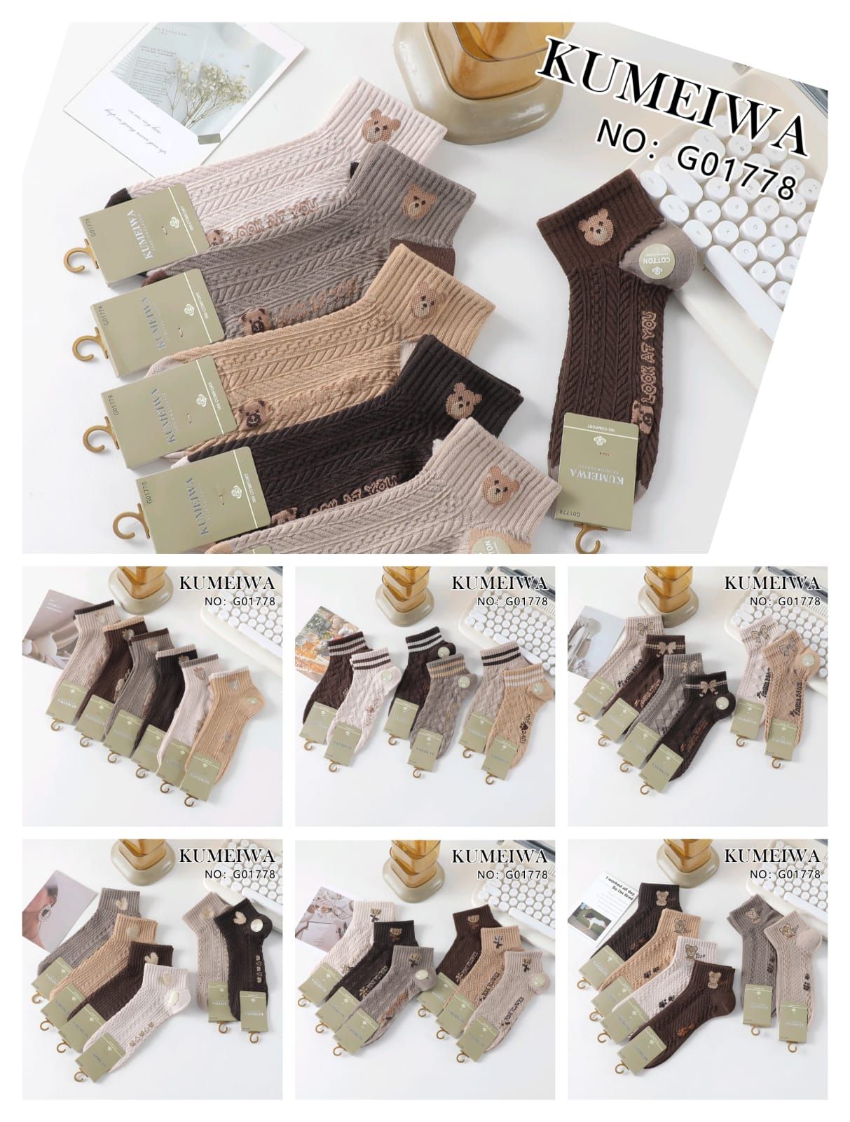 Kaos Kaki Kumeiwa G01778 Motif Beruang