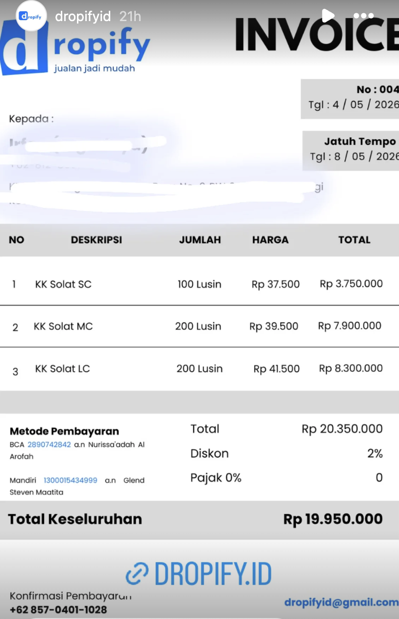 Testimoni pelanggan Dropify