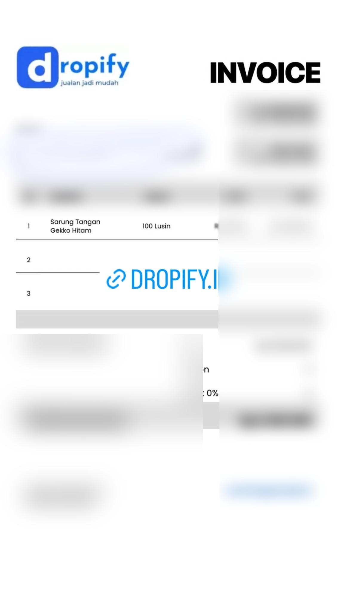 Dokumentasi pesanan pelanggan Dropify