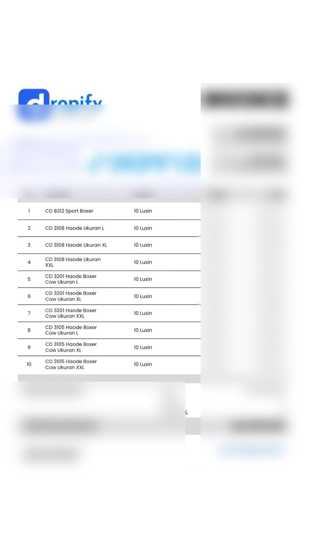 Dokumentasi pesanan pelanggan Dropify